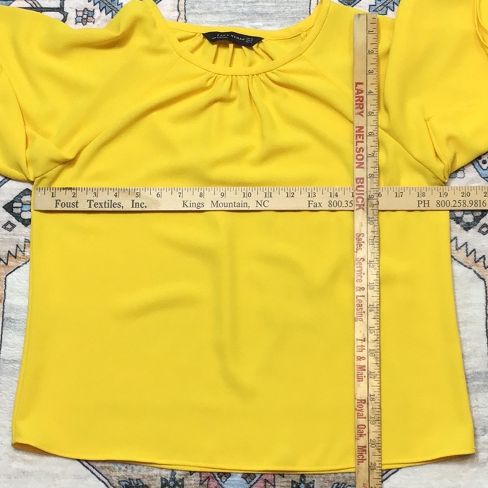 🌻 Zara ‘Woman’ Crepe Kimono Wing Sleeve Blouse Sz.XS - Picture 5 of 7